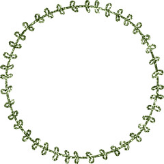 Boho Glitter Leaf Circle Border Frame