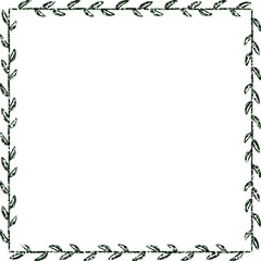 Boho Glitter Leaf Square Border Frame