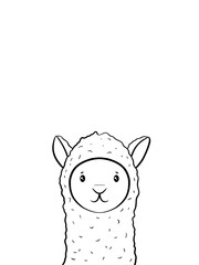 Alpaca cartoon for coloring book