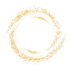 Golden dots circle frame on transparent background