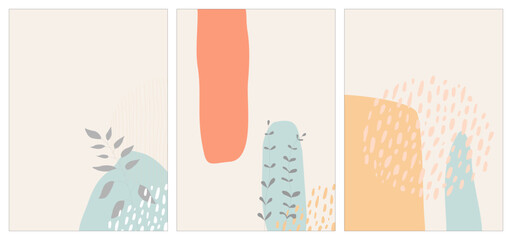 Abstract minimalist linear art posters,wall art with organic doodle shapes, modern fashion design, modern artwork