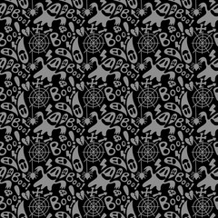 Halloween ghost seamless cartoon spider and skulls pattern for wrapping and clothes print and kids and fabrics