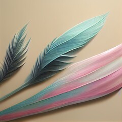 Background with feathers of pastel colors. Digital illustration