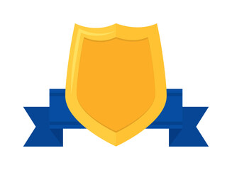 golden shield and blue ribbon