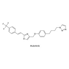 Mubritinib  molecule flat skeletal structure, Tyrosine kinase - EGFR inhibitor used in research Vector illustration on white background.