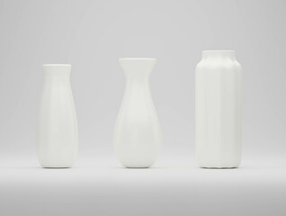 3d render of white ceramic vase 
