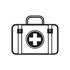 medical suitcase icon. Health care. Editable stroke. Vector illustration. Stock image.