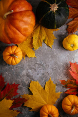 Naklejka na ściany i meble autumn-themed mockup with pumpkins, leaves