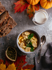 autumn pumpkin soup in a bowl