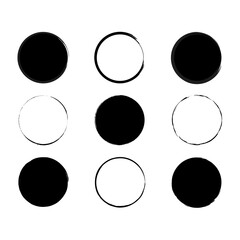 Black brush circles. Vector design. Grunge background. Vector illustration. Stock image. 