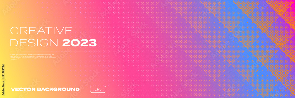 Fototapete color gradient background, halftone pattern, vector abstract trendy geometric graphic design. simple