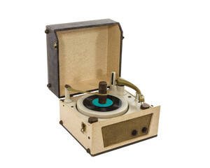Vintage Portable Record Player from the 1960's isolated.