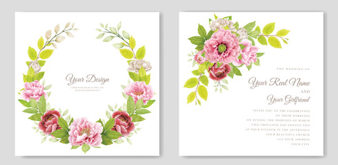 watercolor peonies border and frame background design 