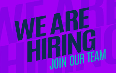 We Are Hiring and long shadow. Isolated Object. White and Orange colors design. The business concept of search and recruitment, Template Text Box Design. Vector Illustration.