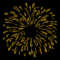 Hand drawn firework explosion.sunburst doodle illustration 