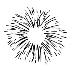 Hand drawn firework explosion.sunburst doodle illustration 