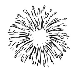 Obraz premium Hand drawn firework explosion.sunburst doodle illustration 