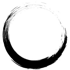 Black circle brush stroke vector isolated on white background. Black enso zen circle brush stroke. For stamp, seal, ink and paintbrush design template. Grunge hand drawn circle shape, vector