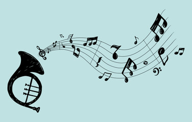Vector set of music notes, vector illustration