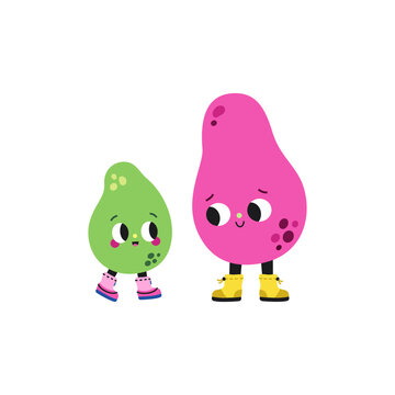 Cute cartoon ullucos illustration on a white background.