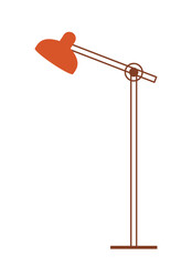 Element of home furniture. Sticker with metal lamp on long stem for backlighting or local lighting. Design element for social networks. Cartoon flat vector illustration isolated on white background