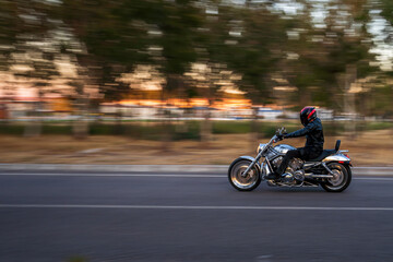 Fototapeta na wymiar biker on the road