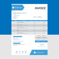 Blue invoice design template vector. Suitable for you business economy