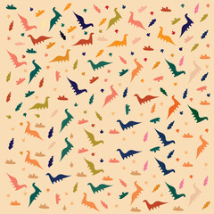Flat dino pattern background vector. Suitable for content social media, banners, posters, and wallpaper