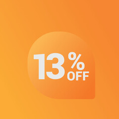 13% off Sale banner offer ad discount promotion vector banner. price discount offer. season sale promo sticker colorful background