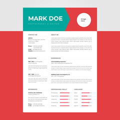Creative cv resume design template vector. File template print cv. Suitable for business individual find job