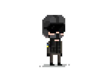Pixel art army or police, vector file, transparent background
