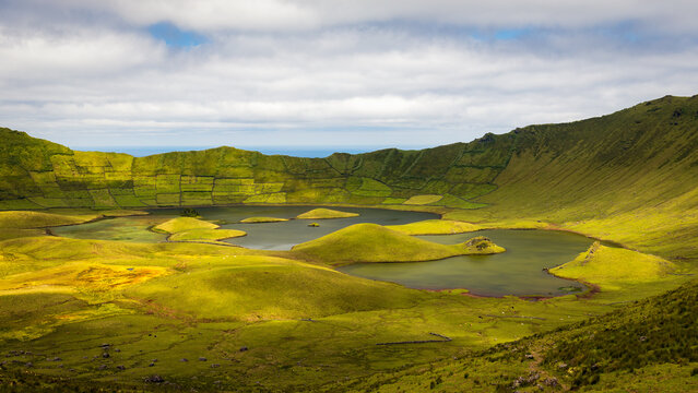 Caldeirao crater at Corvo island, Azores, Portugal 