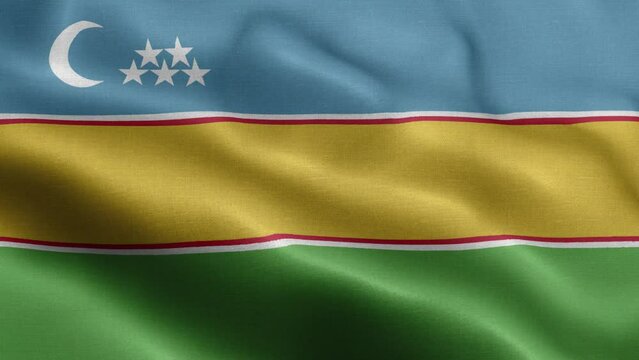 Flag Of Karakalpakstan - Karakalpakstan Flag High Detail - National flag Karakalpakstan wave Pattern loopable Elements - Fabric texture and endless loop - The flag of fluttering in the wind