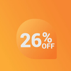 26% off Sale banner offer ad discount promotion vector banner. price discount offer. season sale promo sticker colorful background