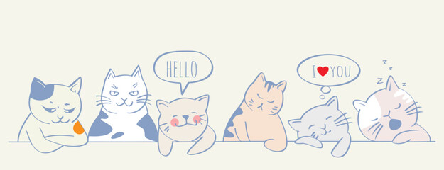 Cute cat. Animal Doodle of best friends,vector illustration