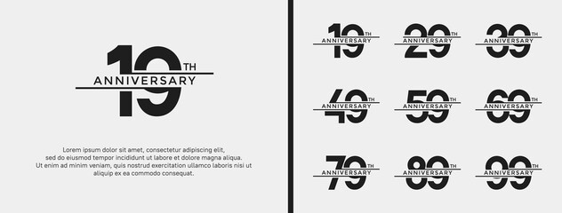 set of anniversary logo black color on white background for celebration moment