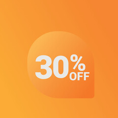 30% off Sale banner offer ad discount promotion vector banner. price discount offer. season sale promo sticker colorful background