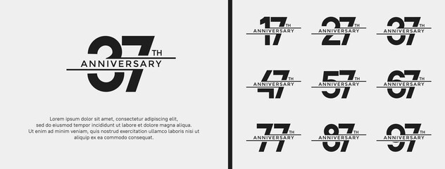 set of anniversary logo black color on white background for celebration moment