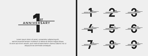 set of anniversary logo black color on white background for celebration moment
