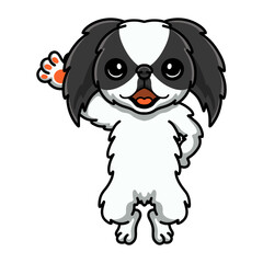 Cute japanese chin dog cartoon waving hand