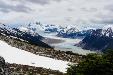 Chile, Aysen, San Rafael National Park. View of the Nef Glacier terminus.