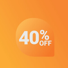 40% off Sale banner offer ad discount promotion vector banner. price discount offer. season sale promo sticker colorful background