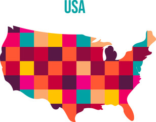 USA colorful squares pattern map