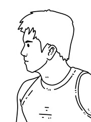 black and white of cute man cartoon for coloring