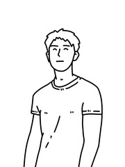 black and white of cute man cartoon for coloring