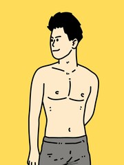 Fototapeta premium cute man cartoon on yellow background