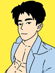 cute man cartoon on yellow background