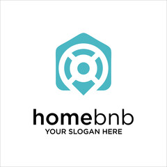 House point gather logo vector. Pin icon with home combination. Creative gps map point location symbol concept.