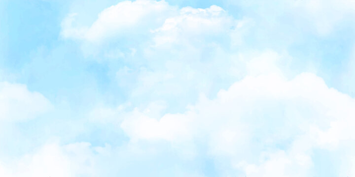 Blue sky with white clouds. Editable vector illustration of light clouds in a blue sky made using a gradient mesh