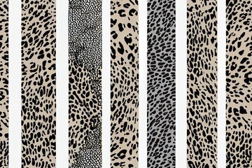 Abstract Leopard Skin Seamless 2d Patterns. White, Brown and Black Irregular Brush Spots on a Gray and Gold Backgrounds. Abstract Wild Animal Skin Print. Simple Irregular Geometric Design.